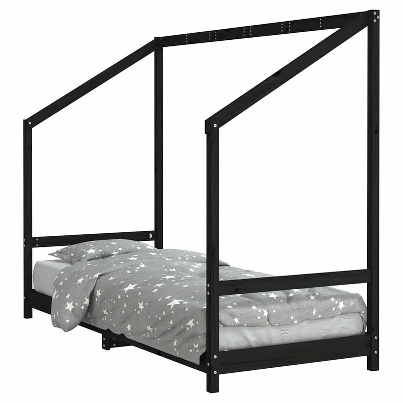 Foto van Vidaxl kinderbedframe 80x200 cm massief grenenhout zwart