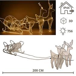 Foto van Rendieren met slee - 3d slangverlichting - kerstversiering - kerst - kerstverlichting buiten - kerstverlichting - 756...