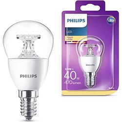 Foto van Philips led lamp kogel - helder p45 - warm wit licht - 470 lumen - 5.5w vervangt 40w - 1 kogellamp e14