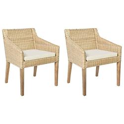 Foto van Vidaxl eetkamerstoelen 2 st met kussens natuurlijk rattan