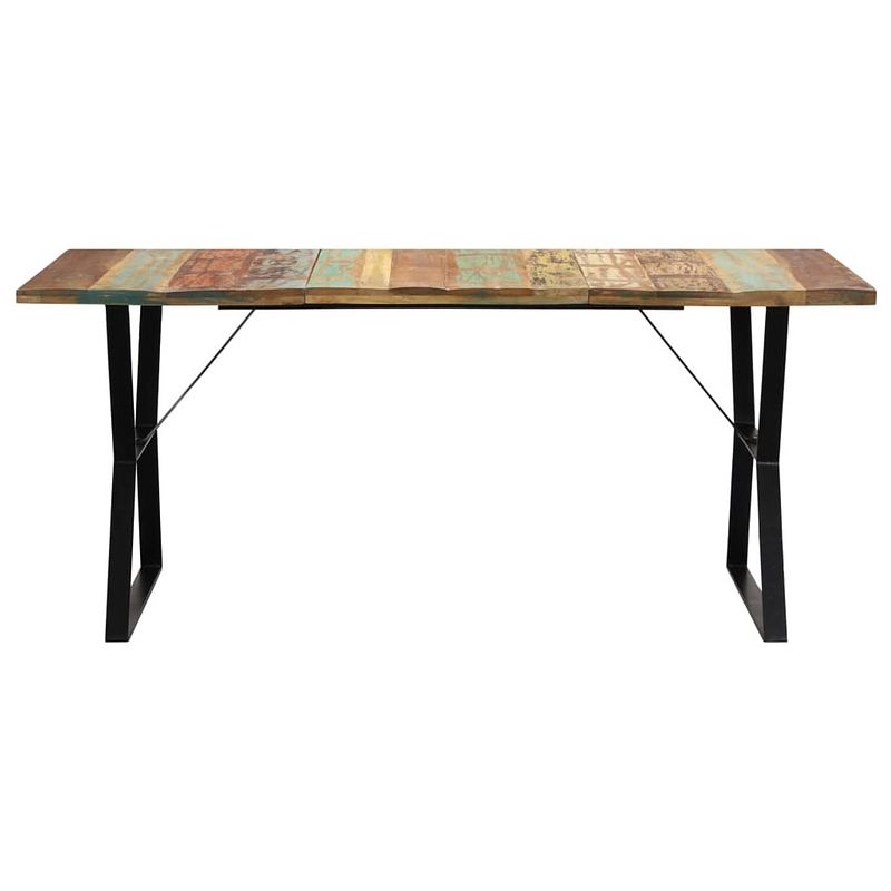 Foto van The living store retro gerecycled houten eetkamertafel - 180 x 90 x 76 cm - vintage charme