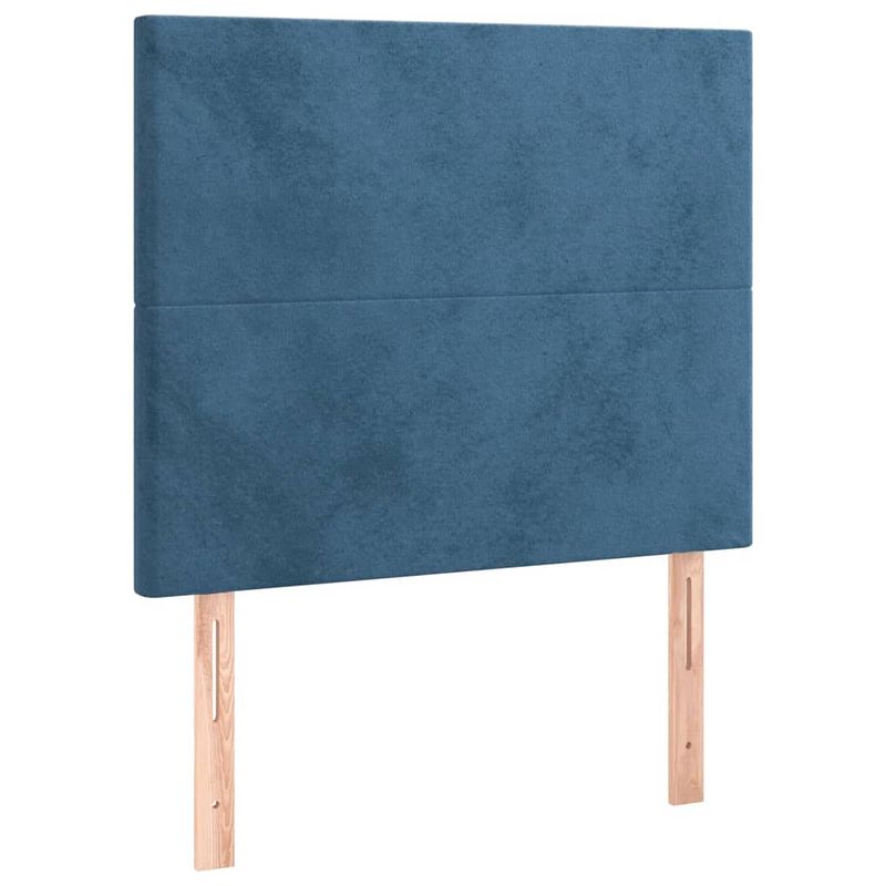 Foto van The living store hoofdbord donkerblauw - 100 x 5 x 118/128 cm - fluweel - verstelbare hoogte - stevige poten