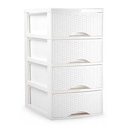 Foto van Plasticforte ladeblokje/bureau organizer 4x lades - wit - l18 x b25 x h33 cm - ladeblok