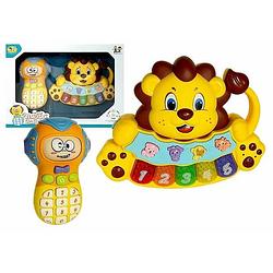 Foto van Interactieve speelgoed telefoon en piano leeuw - vanaf 1,5 jaar - kindertelefoon - piano kinderen - geel