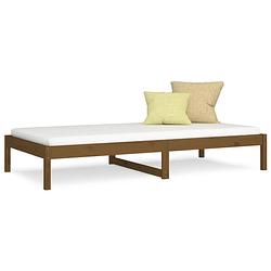 Foto van The living store bed grenenhout - honingbruin - 195.5 x 96 x 30 cm - 90 x 190 cm (3ft single) - opbergruimte