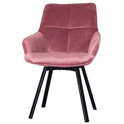 Foto van Giga meubel stoel roze velvet - metaal - 58x61x86 cm - shannon