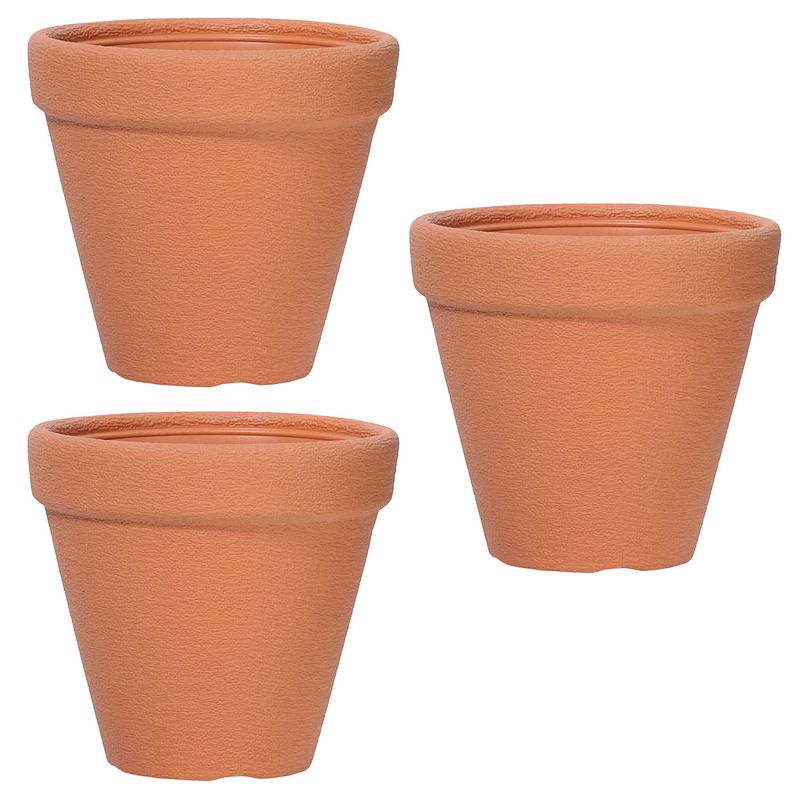 Foto van Prosperplast plantenpot/bloempot classic garden - 3x - buiten/binnen - kunststof - terracotta - d25 x h26 cm - plantenpo