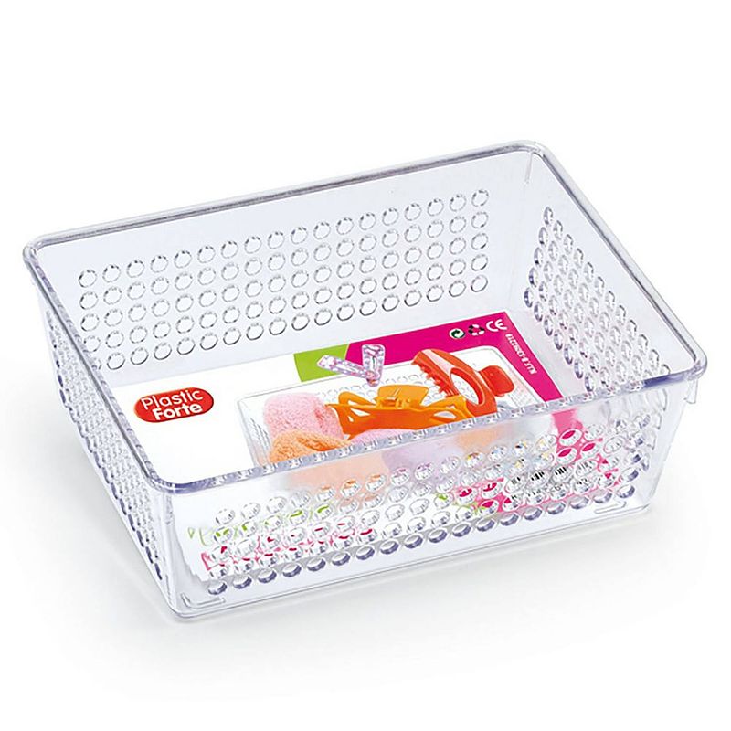 Foto van Opberg bakje/mandje/organizer - 18 x 13 cm - transparant - opbergbox