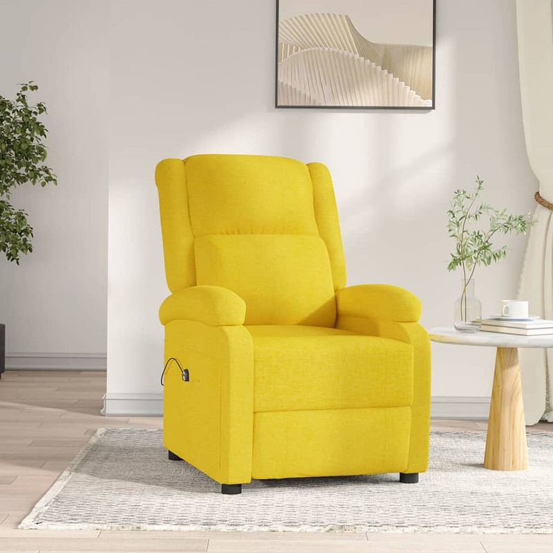 Foto van The living store elektrisch verstelbare fauteuil - geel - 70x90.5x98.5 cm - verstelbare rugleuning en voetensteun -