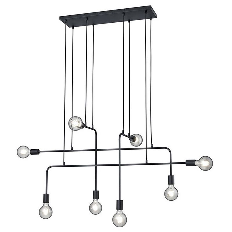 Foto van Trio hanglamp connor 150 cm 8 x e27 staal 10w matzwart