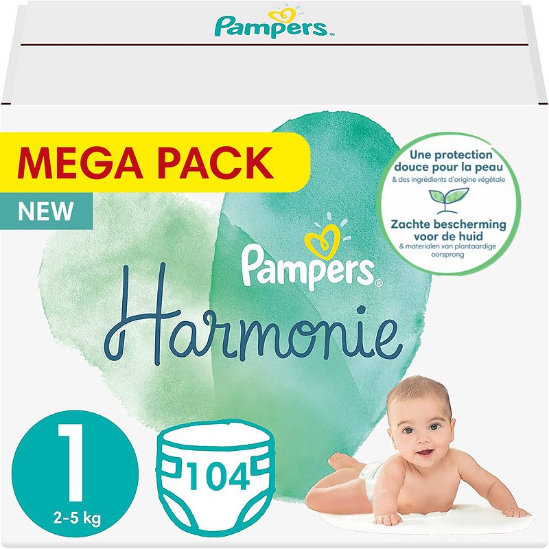 Foto van Pampers - harmonie - maat 1 - mega pack - 104 stuks - 2/5 kg