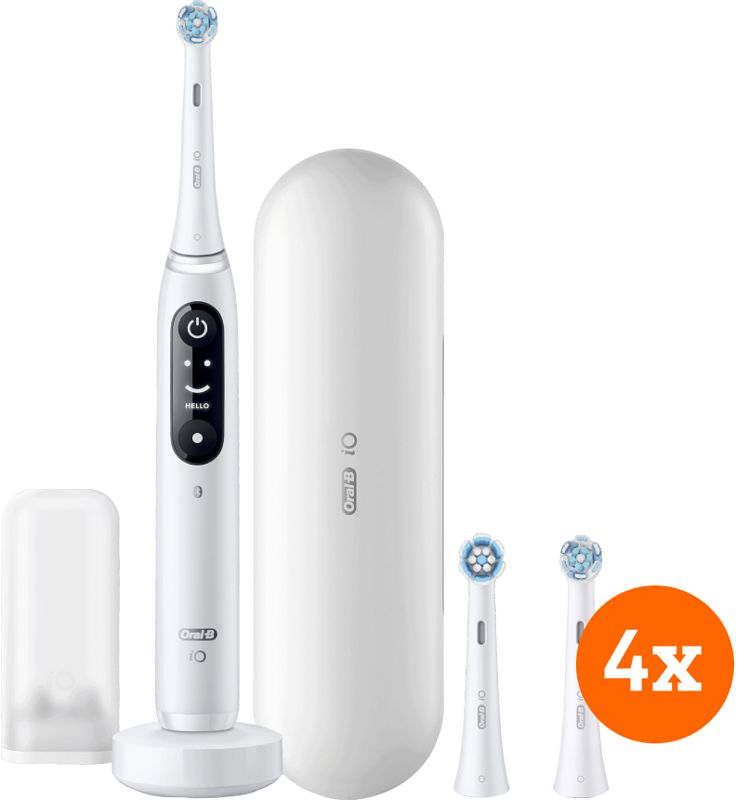 Foto van Oral-b io 8n wit + io ultimate clean opzetborstels (4 stuks)