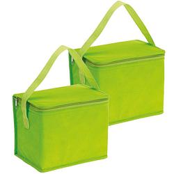 Foto van 2x stuks kleine koeltassen voor lunch groen 20 x 13 x 17 cm 4.5 liter - koeltas
