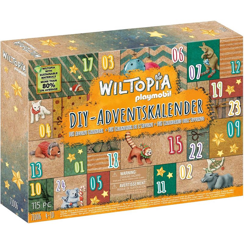 Foto van Playmobil wiltopia doe-het-zelf adventskalender dierenwereldreis - 71006