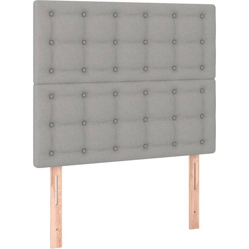 Foto van The living store boxspringbed - pocketvering - lichtgrijs - 203 x 103 x 118/128 cm - huidvriendelijk topmatras -