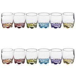 Foto van Set van 12x stuks drinkglazen/waterglazen kleurenmix 310 ml - drinkglazen