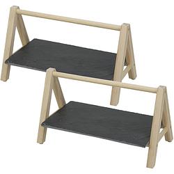 Foto van 2x stuks etagere 1-laags rechthoekig 29 x 19 x 14 cm van leisteen - etageres