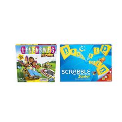 Foto van Spellenbundel - bordspel - 2 stuks - levensweg junior & mattel scrabble junior