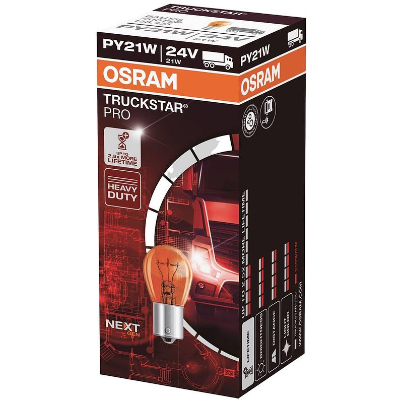 Foto van Osram auto 7510tsp signaallamp truckstar py21w 21 w 24 v