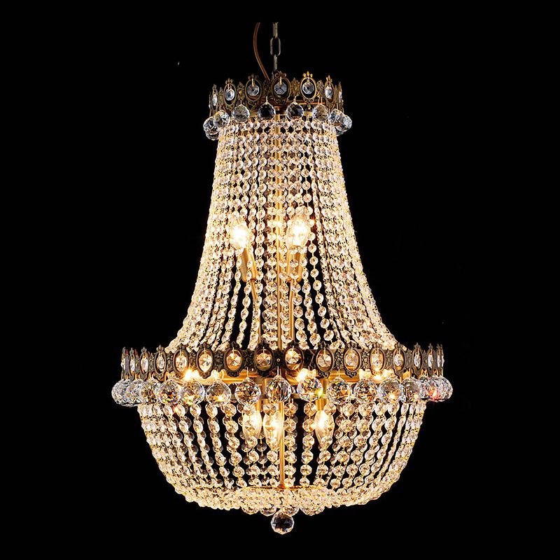 Foto van Lumilamp kroonluchter ø 60x85/200 cm goudkleurig ijzer glas hanglamp kristal goudkleurig hanglamp kristal