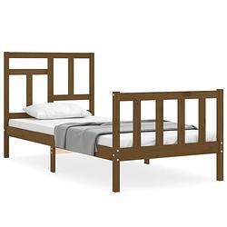 Foto van The living store bed vuren hout - 195.5 x 95.5 x 100 cm - multiplex lattenbodem - honingbruin