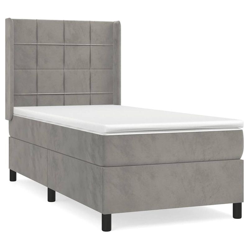 Foto van The living store boxspringbed fluweel - 203x103x118/128 cm - hoofdbord verstelbaar - pocketvering matras - middelharde