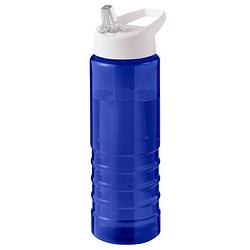 Foto van Sport bidon hi-eco gerecycled kunststof - drinkfles/waterfles - blauw/wit - 750 ml - drinkflessen