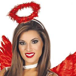 Foto van Diadeem engel - halo - rood - meisjes/dames - halloween/carnaval thema - verkleedhoofddeksels