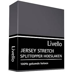 Foto van Livello hoeslaken splittopper jersey donkergrijs 160 x 200/ 210 cm