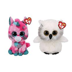 Foto van Ty - knuffel - beanie buddy - gumball unicorn & austin owl