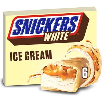 Foto van Snickers witte chocolade karamel ijs uitdeelverpakking multipack bij jumbo