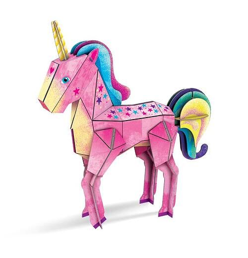 Foto van Rebo productions 3d-puzzel unicorn meisjes roze/blauw 47 stuks