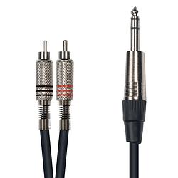Foto van Yellow cable k02st-3 2x rca male - 6.3mm trs jack male, 3 meter