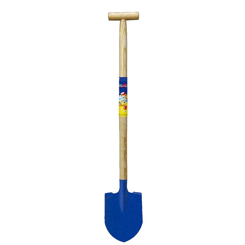 Foto van Speelgoed schep - voor kinderen - punt - metaal - blauw - 80 cm - speelgoedschepjes