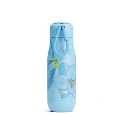 Foto van Zoku - thermosfles rvs, 350 ml, blauw bloem design - zoku hydration