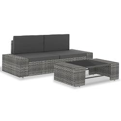 Foto van Vidaxl 3-delige loungeset poly rattan grijs