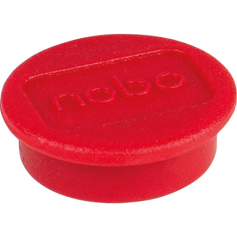 Foto van Nobo magneten voor whiteboard diameter van 13 mm, pak van 10 stuks, rood