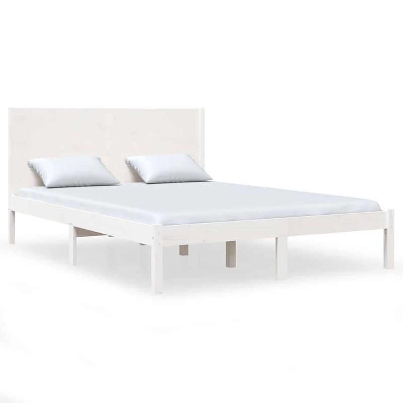 Foto van The living store klassiek bedframe - hout - 205.5 x 145.5 x 100 cm - wit