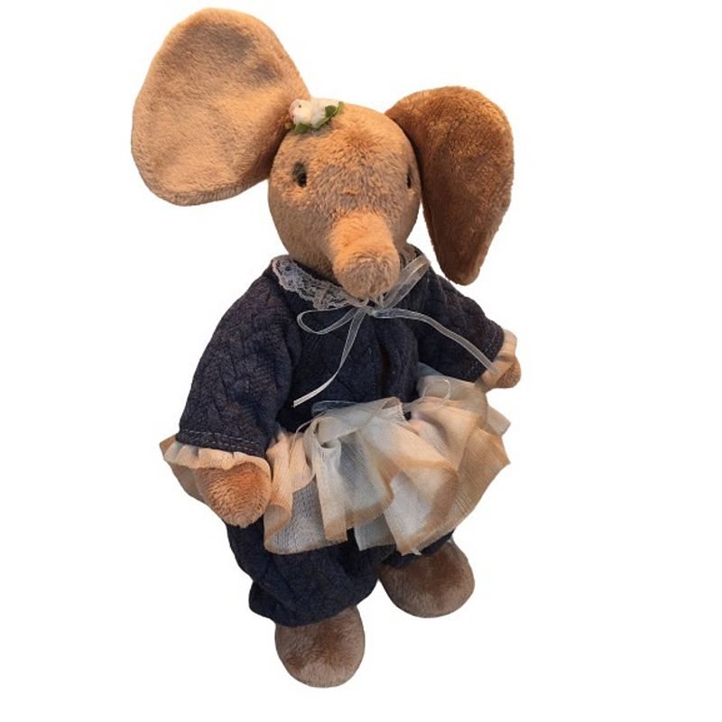 Foto van Clemens knuffelolifant firlefant 30 cm pluche bruin/blauw