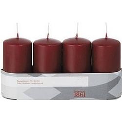 Foto van 4x kaarsen bordeauxrood 5 x 10 cm 18 branduren sfeerkaarsen - stompkaarsen
