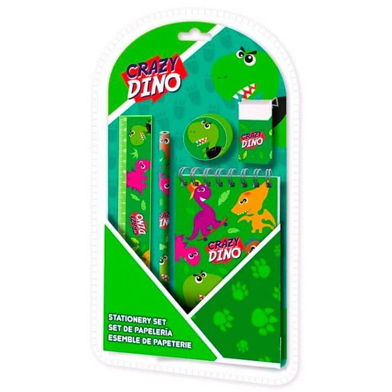 Foto van Kids licensing schrijfset crazy dino 25 x 13,8 cm groen 5-delig