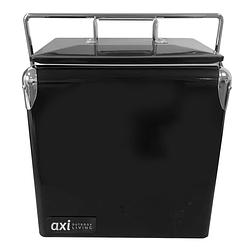 Foto van Axi retro mini cooler zwart outdoor koeler / koelbox klein met afneembaar deksel & flesopener