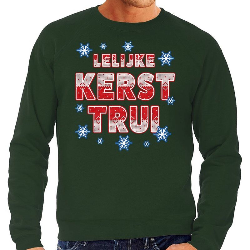 Foto van Foute kerstborrel trui / kersttrui lelijke kerst trui groen voor heren 2xl (56) - kerst truien