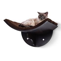 Foto van Cat shelf - hangmat kat - kattenbed - wasbaar - wandmontage - mdf - bruin