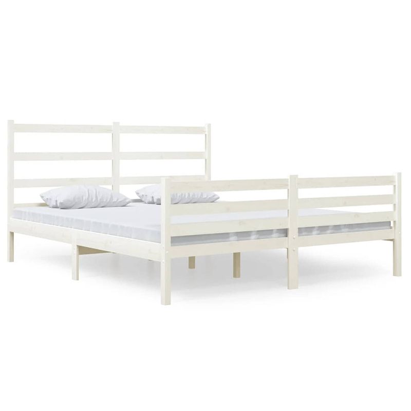 Foto van The living store - houten bedframe - 140 x 190 cm - wit