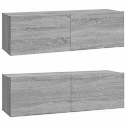 Foto van Vidaxl tv-meubelen 2 st wandgemonteerd 100x30x30 cm hout grijs sonoma