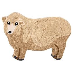 Foto van Clayre & eef vloerkleed schaap 60x90 cm bruin beige wol tapijt voetentapijt bruin tapijt voetentapijt