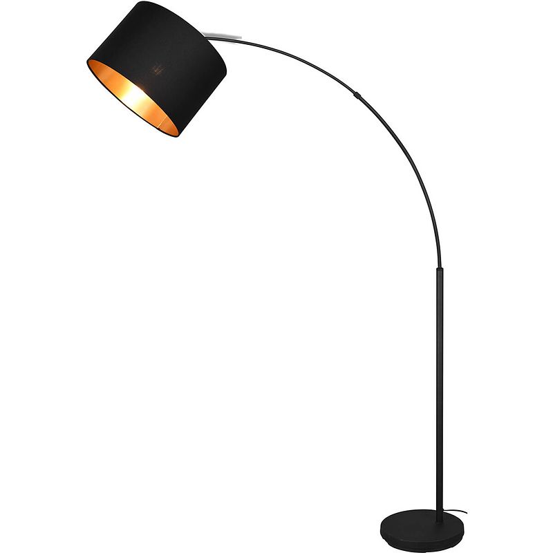 Foto van Led vloerlamp - trion corry - e27 fitting - rond - mat zwart - aluminium