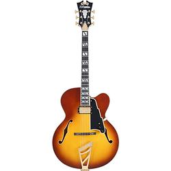 Foto van D'sangelico excel exl1 dark iced tea burst semi-akoestische gitaar met deluxe hardshell koffer