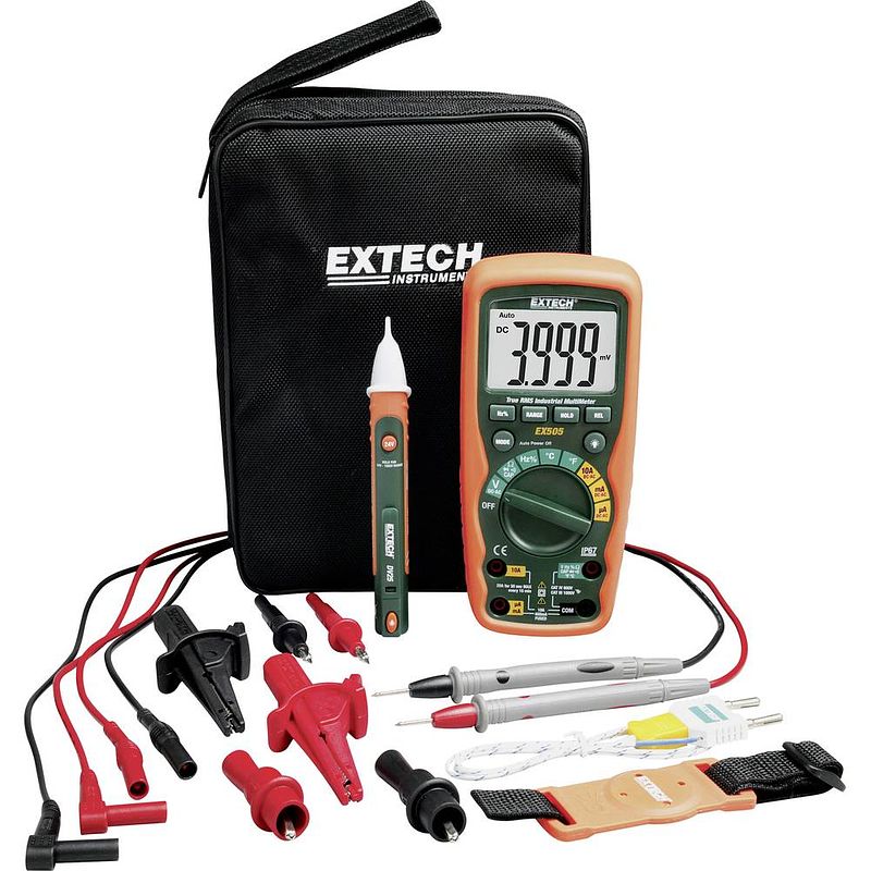 Foto van Extech ex505-k multimeter digitaal waterbestendig (ip67) cat iv 600 v weergave (counts): 4000